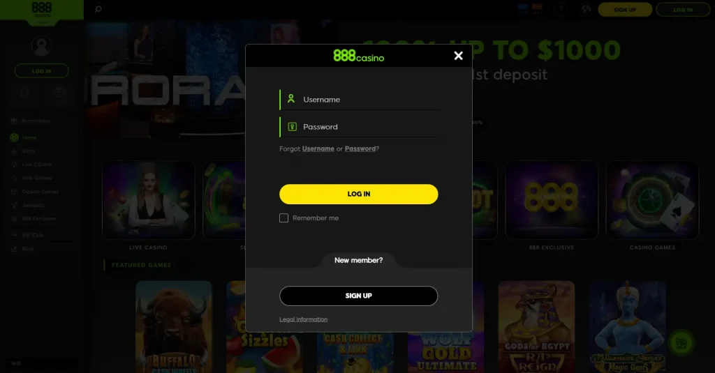 888casino login